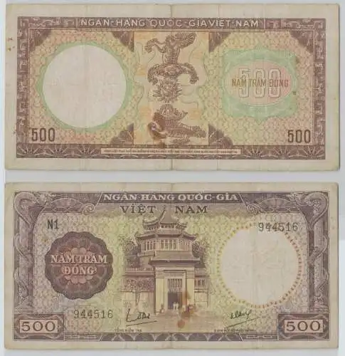 500 Dong Banknote South Vietnam (1964) Pick 22 (143595)