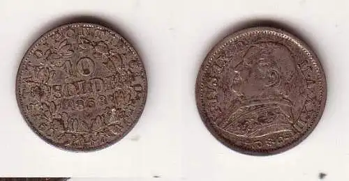 10 Soldi Silber Münze Vatikan Pabst Pius IX 1868 R (116045)