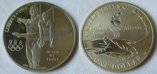 1 Dollar Silber Münze USA 1995 Olympiade 1996 Atlanta 2 Turner (112240)