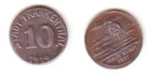 Münze Notgeld 10 Pfennig Stadt Frankenthal 1919 (BN5710)
