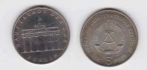 DDR Gedenk Münzen 5 Mark Brandenburger Tor 1980 (131481)
