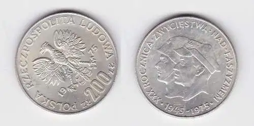 200 Zloty Silber Münze Polen 30 Jahre Sieg gegen den Faschismus 1975 (131205)