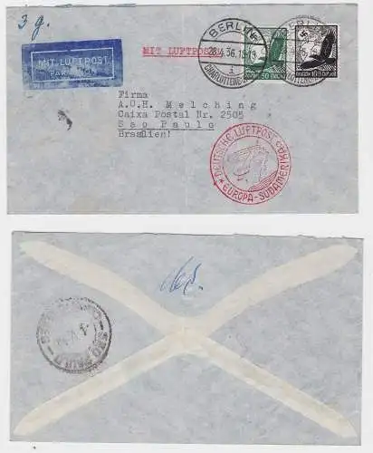 Brief Deutscher Luftpost Europa Südamerika 1936, Michel Nr. 535, 537 (120096)