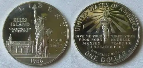 1 Dollar Silber Münze USA 1986 Ellis Island Eingang zu Amerika (117903)