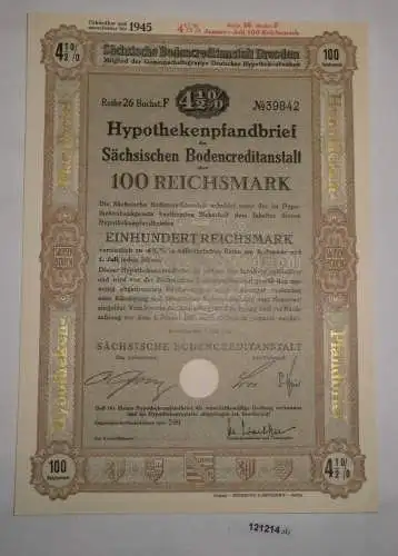 100 Reichsmark Schuldverschreibung Sächsische Bodencreditanstalt 1939 (121214)