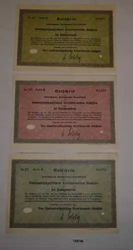 3 Gutscheine Landwirtschaftlicher Kreditverein Sachsen Dresden 1.11.1932 /125746