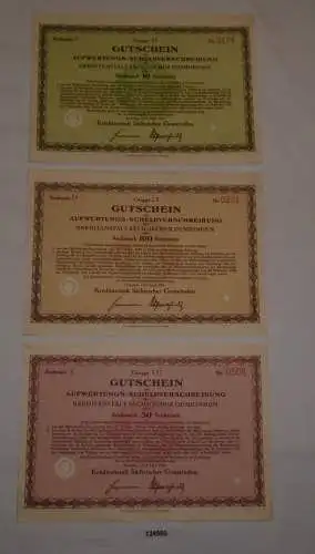 3 Gutscheine Kreditanstalt sächsischer Gemeinden Dresden 1.April 1931 (124950)