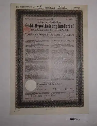 200 Goldmark Pfandbrief Mitteldeutsche Bodenkredit-Anstalt Greiz 1930 (129023)