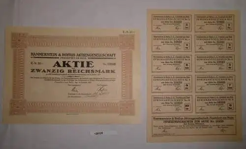 20 Reichsmark Aktie Hammerstein & Hofius AG Frankfurt 10. Februar 1925 (128109)