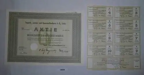 100 Mark Aktie Teppich-, Leinen- und Baumwollweberei AG Fulda Dez. 1953 (128365)