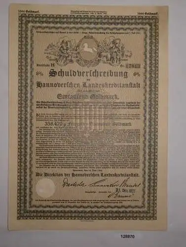 1000 Goldmark Schuldverschreibung Hannoverschen Landeskreditanstalt 1926 /128870