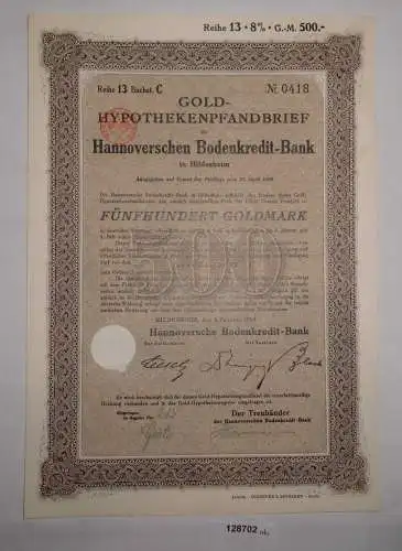 500 Goldmark Pfandbrief Hannoversche Bodenkredit-Bank Hildesheim 1928 (128702)