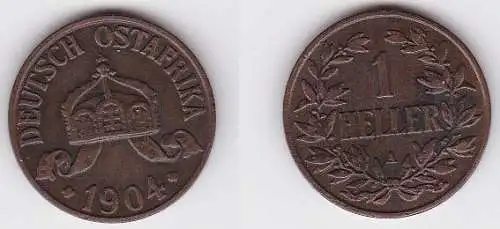 1 Heller Kupfer Münze Deutsch Ostafrika 1904 A (122032)