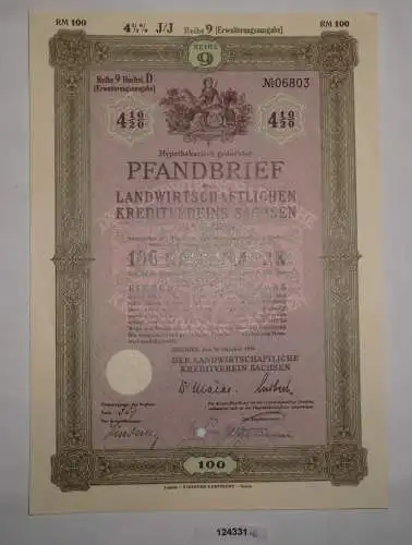 100 Reichsmark Pfandbrief Landwirtschaftlicher Kreditverein Sachsen 1939 /124331
