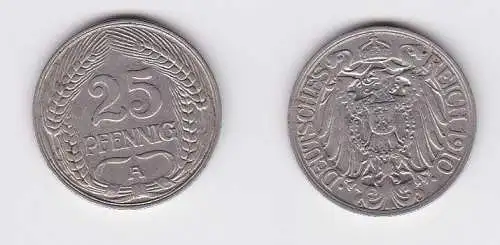 25 Pfennig Nickel Münze Kaiserreich 1910 A (122649)