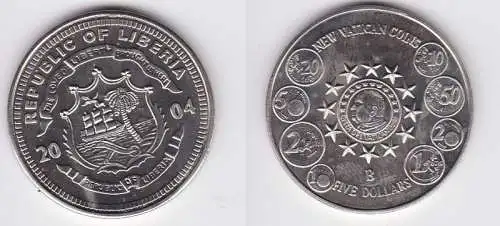 5 Dollar Nickel Münze Liberia 2004 neue Vatikanmünzen (123254)