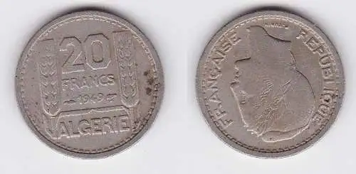 20 Franc Kupfer Nickel Münze Algerien 1949 (120937)