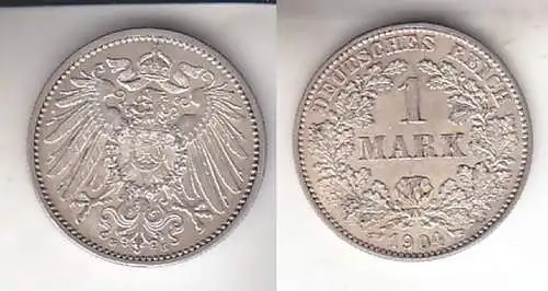 1 Mark Silber Münze Kaiserreich 1904 G, Jäger 17  (111288)