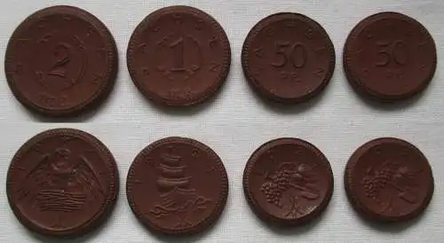 4x Porzellan Notgeld Münzen 50 Pfennig - 2 Mark Sachsen 1921 (124746)