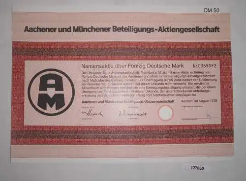 50 Mark Aktie Aachener und Müchener Beteiligungs AG Aachen 1979 (127660)