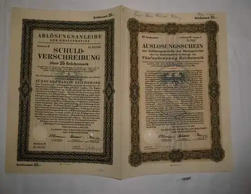 25 Reichsmark Auslosungsschein Rheinprovinz Düsseldorf 1. Juli 1927 (123831)