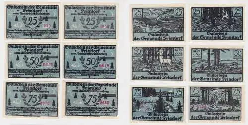 25 bis 75 Pfennig 6 x Banknoten Notgeld Gemeinde Prisdorf ohne Datum (131148)