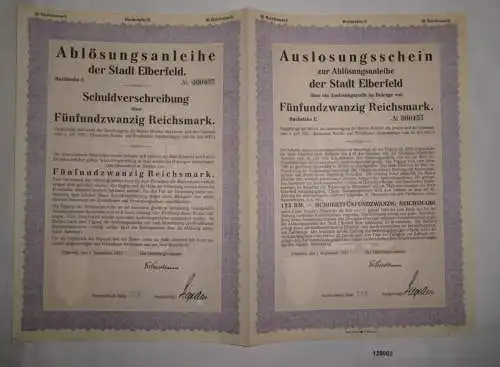 25 RM Auslosungsschein Stadtgemeinde Elberfeld 1. September 1927 (129003)