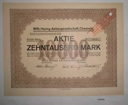 10000 Mark Aktie Wilh. Hering AG Chemnitz 29. März 1923 (127416)