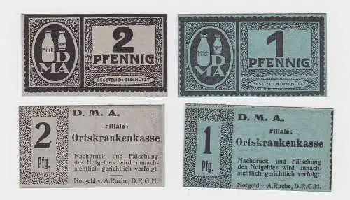 1 & 2 Pfennig Banknoten Notgeld DMA Dresden Filiale Ortskrankenkasse (130714)