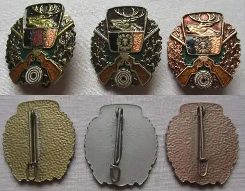 3 Schießabzeichen der DDR für Jäger Gold Silber Bronze  (119920)