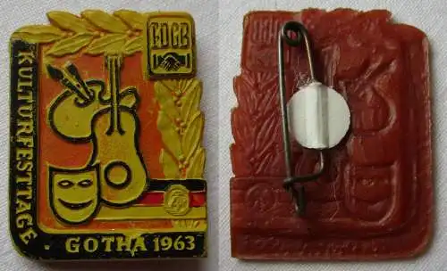 altes DDR Kunststoff Abzeichen Kulturfesttage Gotha 1963 (101282)