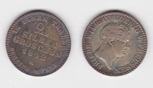 2 1/2 Silbergroschen Münze Preussen Wilhelm IV. 1842 A ss+ (151126)