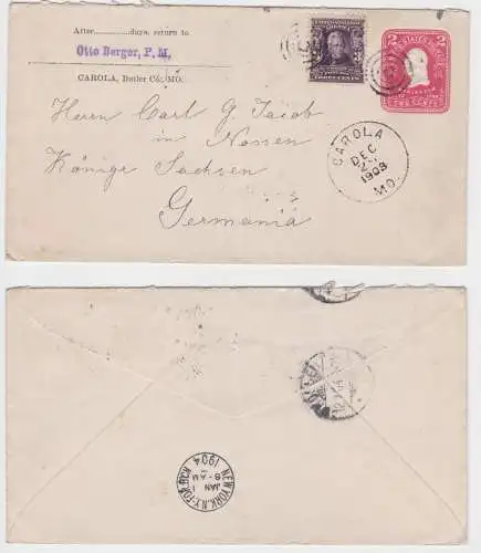 89471 Ganzsachen Brief von Carola USA nach Nossen Sachsen 1903