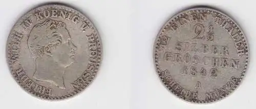 2 1/2 Silbergroschen Münze Preussen Wilhelm IV. 1842 A f.ss (150017)