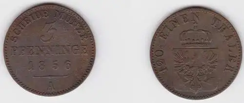 3 Pfennige Bronze Münze Preussen 1856 A ss (150076)