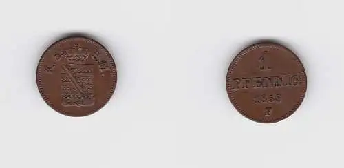 1 Pfennig Kupfer Münze Sachsen 1859 F ss+ (150656)