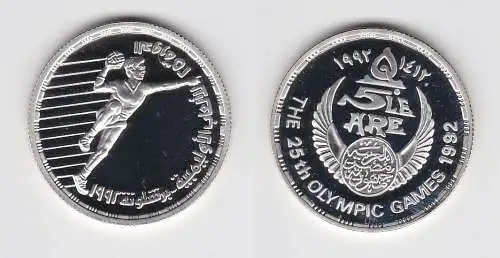 5 Livres Silber Münze Ägypten Olympiade Barcelona 1992 Handballer (117707)