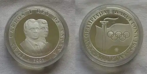 2000 Pesetas Silbermünze Spanien Olympiade Barcelona 1992, 1991 (111813)