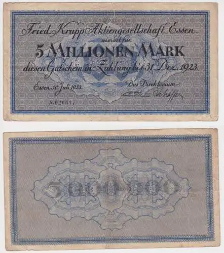 5 Millionen Mark Banknote Stadt Essen Fried.Krupp 30.7.1923 (143023)