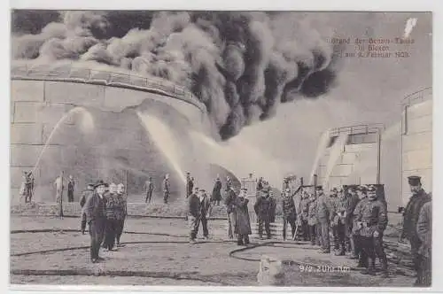 18039 Feldpost Ak Brand der Benzin-Tanks in Blexen 1909, Bahnpost