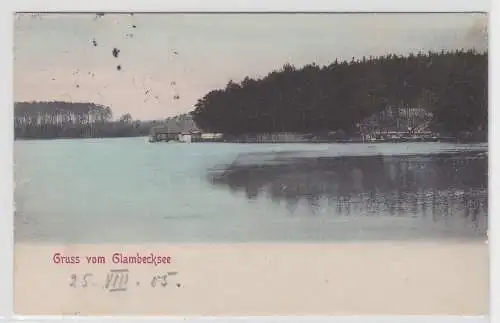 98087 Ak Gruss vom Glambecksee - Wasserpartie mit Steganlagen 1905