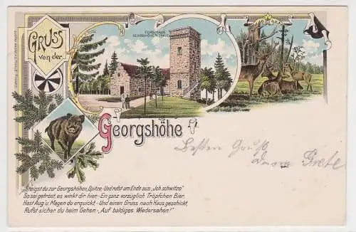 90236 Ak Gruss von der Georgshöhe - Forsthaus Georgshöhe bei Thale 1903