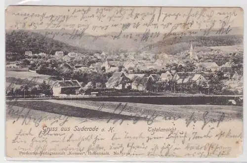 96226 Ak Gruss aus Suderode am Harz - Totalansicht mit Kirche 1913