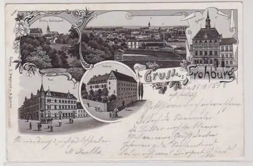 63134 AK Gruss aus Frohburg - Rathaus, Schlosspark, Schloss, Post 1898