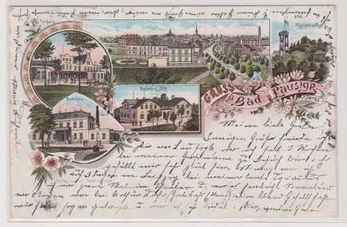 17162 AK Gruss aus Bad Lausigk - Curhaus, Badehaus, Chamonix Thal 1898