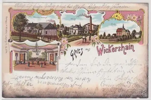 28107 Ak Lithographie Gruß aus Wickershain Gasthof, Mühle usw. 1900