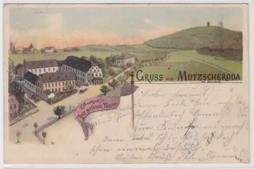 60593 Ak Lithographie Gruß aus Mutzscheroda bei Narsdorf Gasthof 1905