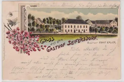 90876 Ak Lithographie Gruß aus dem Gasthof Seifersdorf 1901