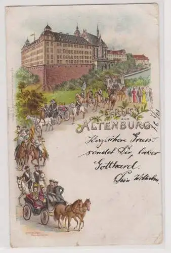 99630 Lithografie AK Gruss aus Altenburg - Altenburger Bauernreiten 1897