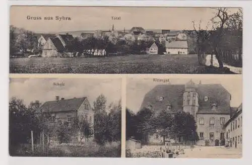 99555 AK Gruss aus Syhra - Total, Schule, Rittergut 1916